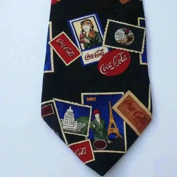 COCA - COLA BRAND - 100% Silk Tie - 58" x 4" - Picture 1 of 4
